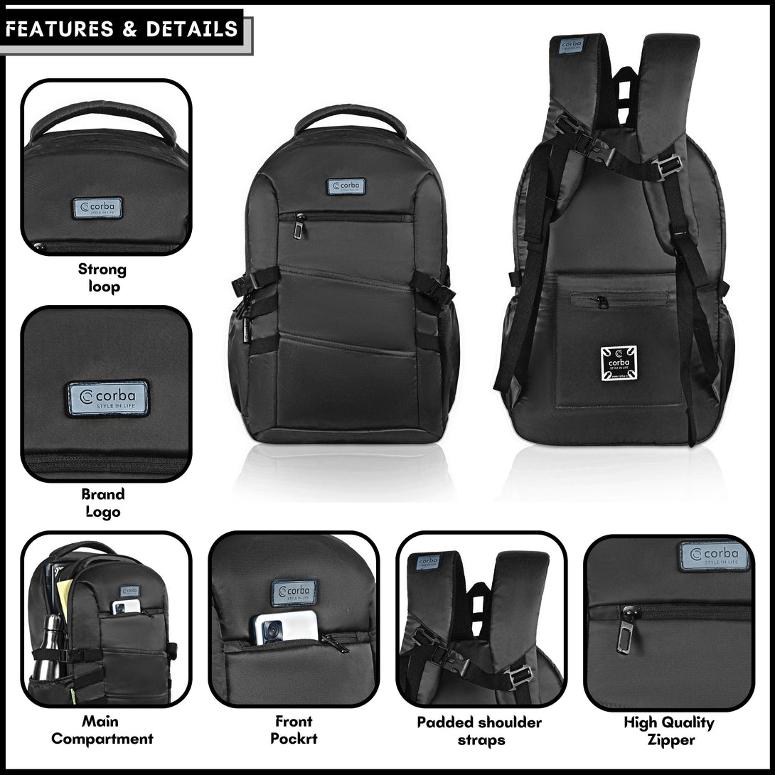 Corba Large 35 L Backpack Stylish Unisex Bag Black - Corba.in