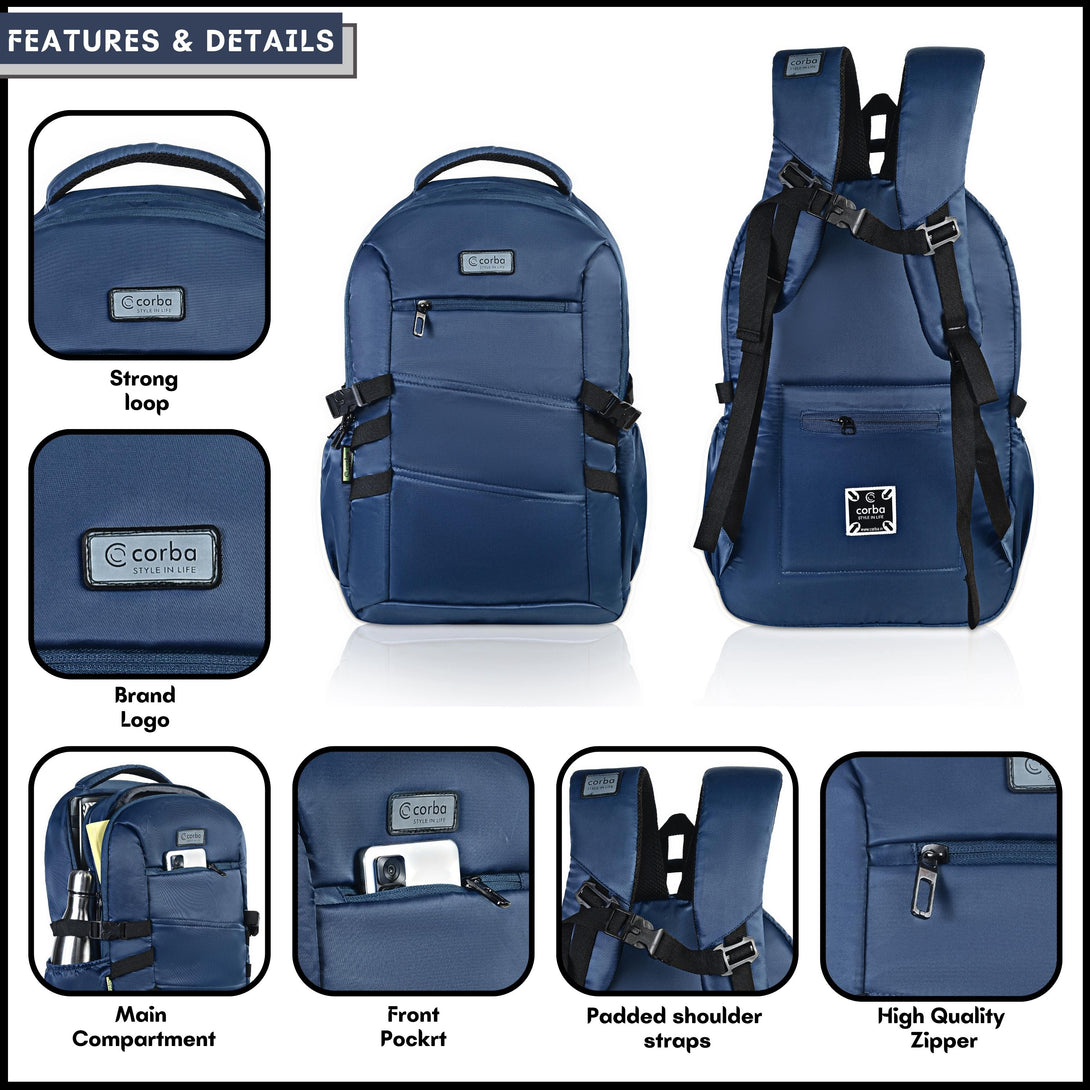 Corba Large 35 L Backpack Stylish Unisex Bag Navy Blue - Corba.in