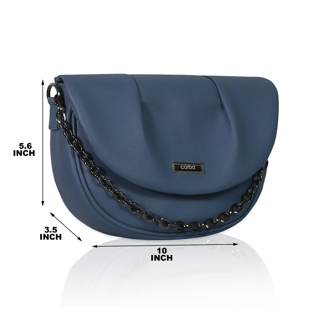 Corba Women Sling Bag Black Light Blue - Corba.in