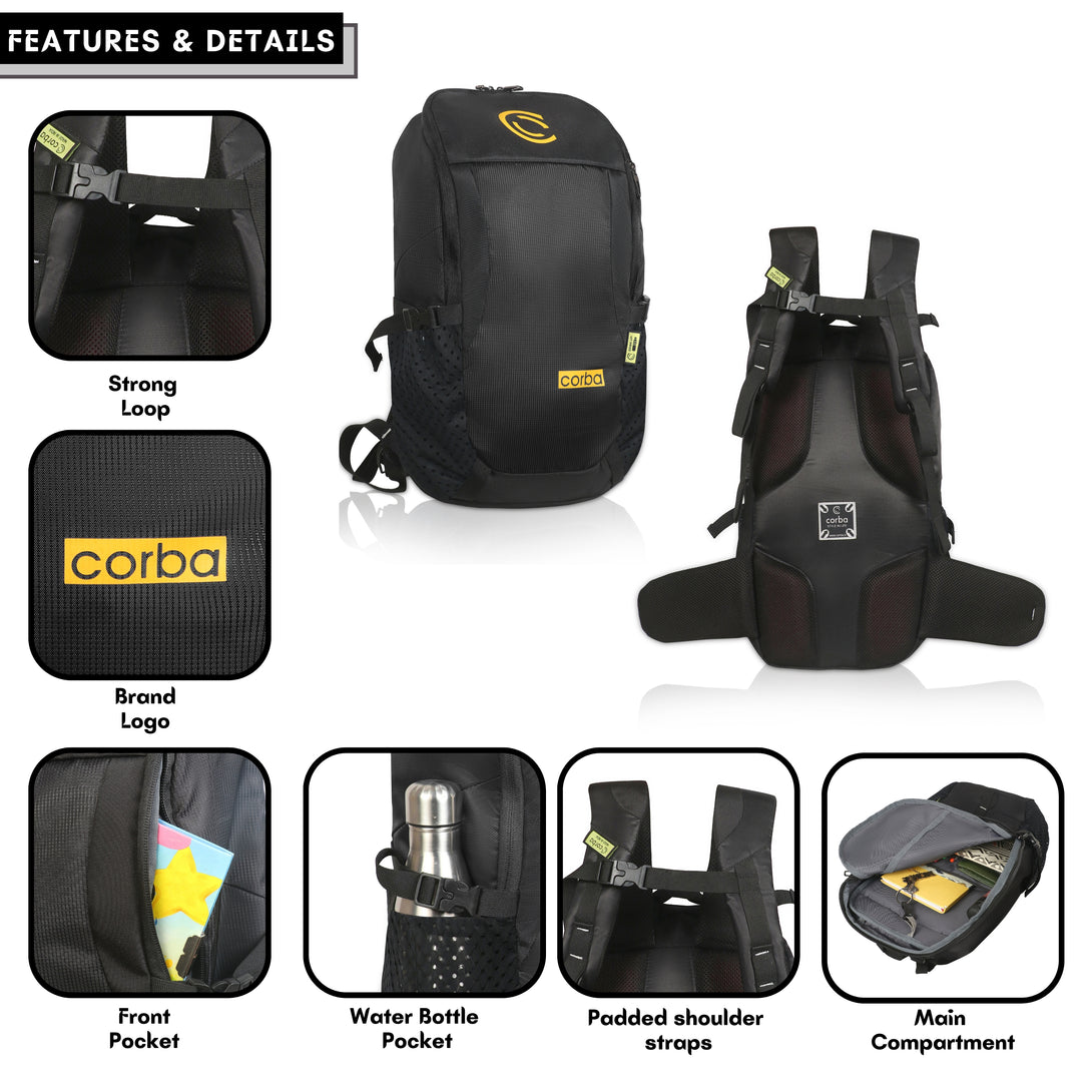 Corba Large 37 L Backpack Adventure Unisex Bag Black Corba.in