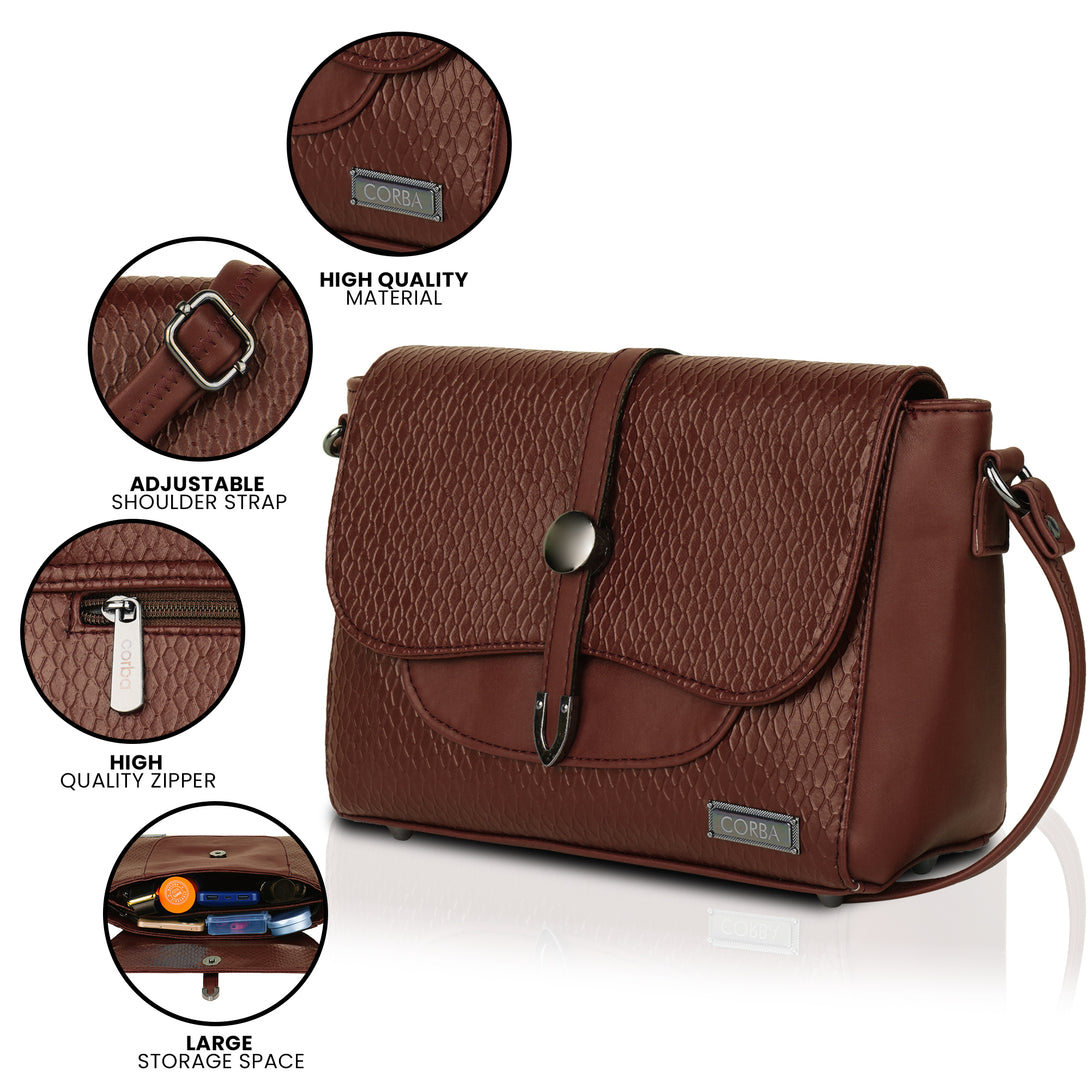 Corba Stylish Sling Bag Dark Brown Corba.in