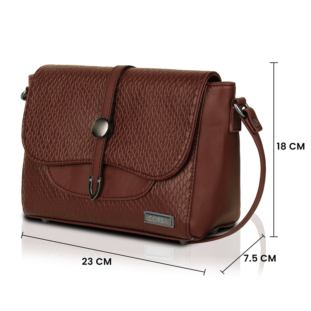 Corba Stylish Sling Bag Dark Brown Corba.in