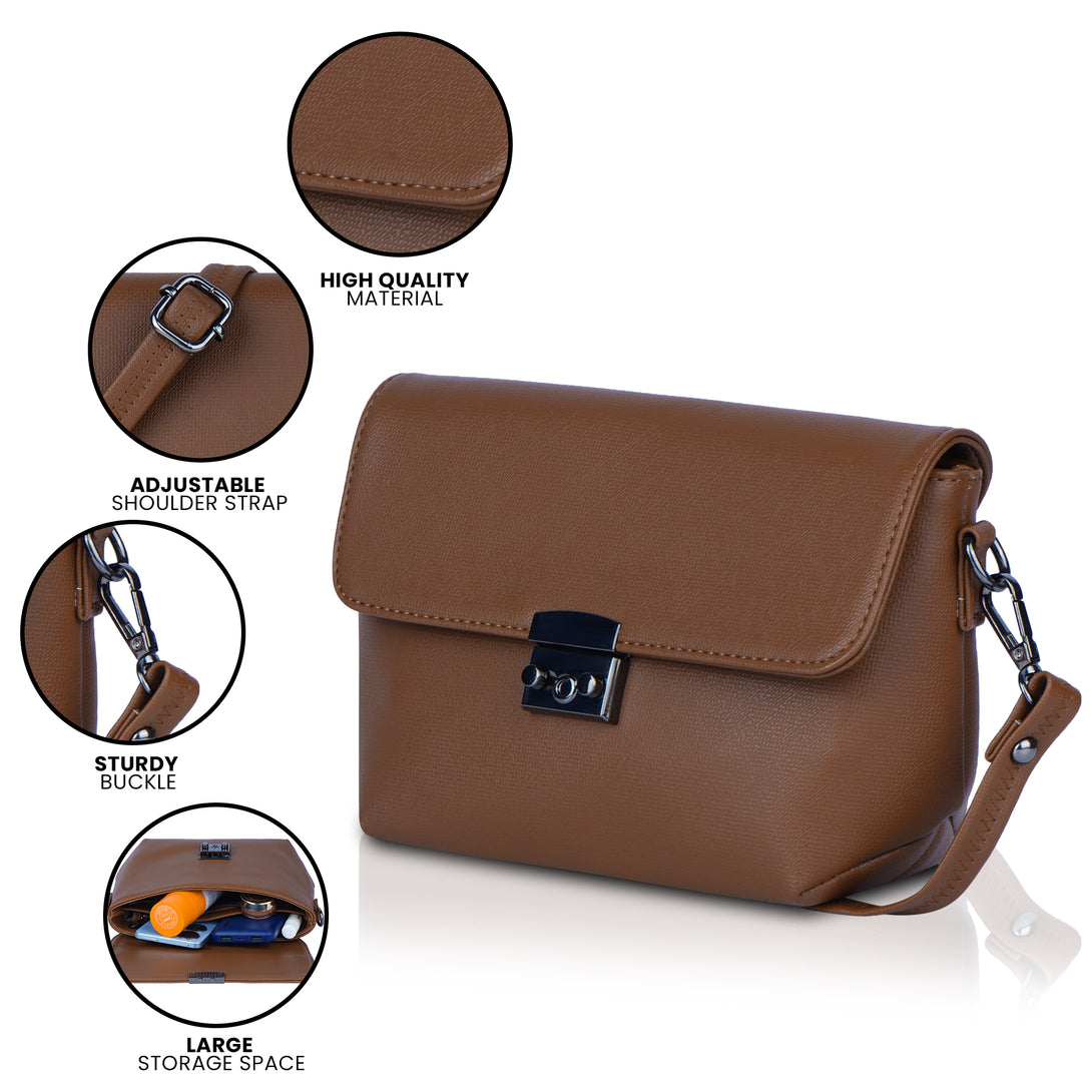 Corba Stylish Sling Bag Brown - Corba.in