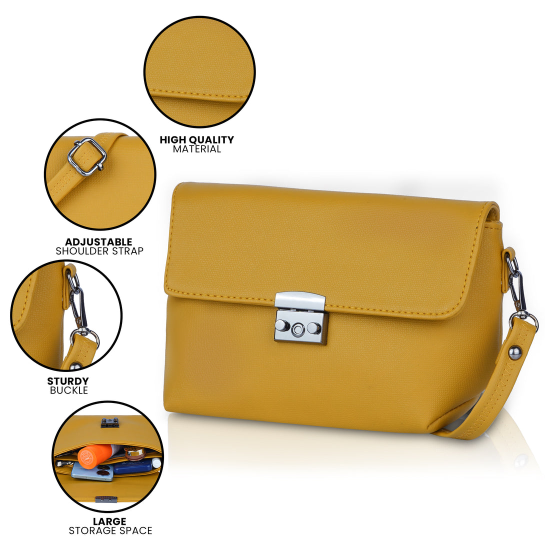 Corba Stylish Sling Bag Saffron Yellow - Corba.in